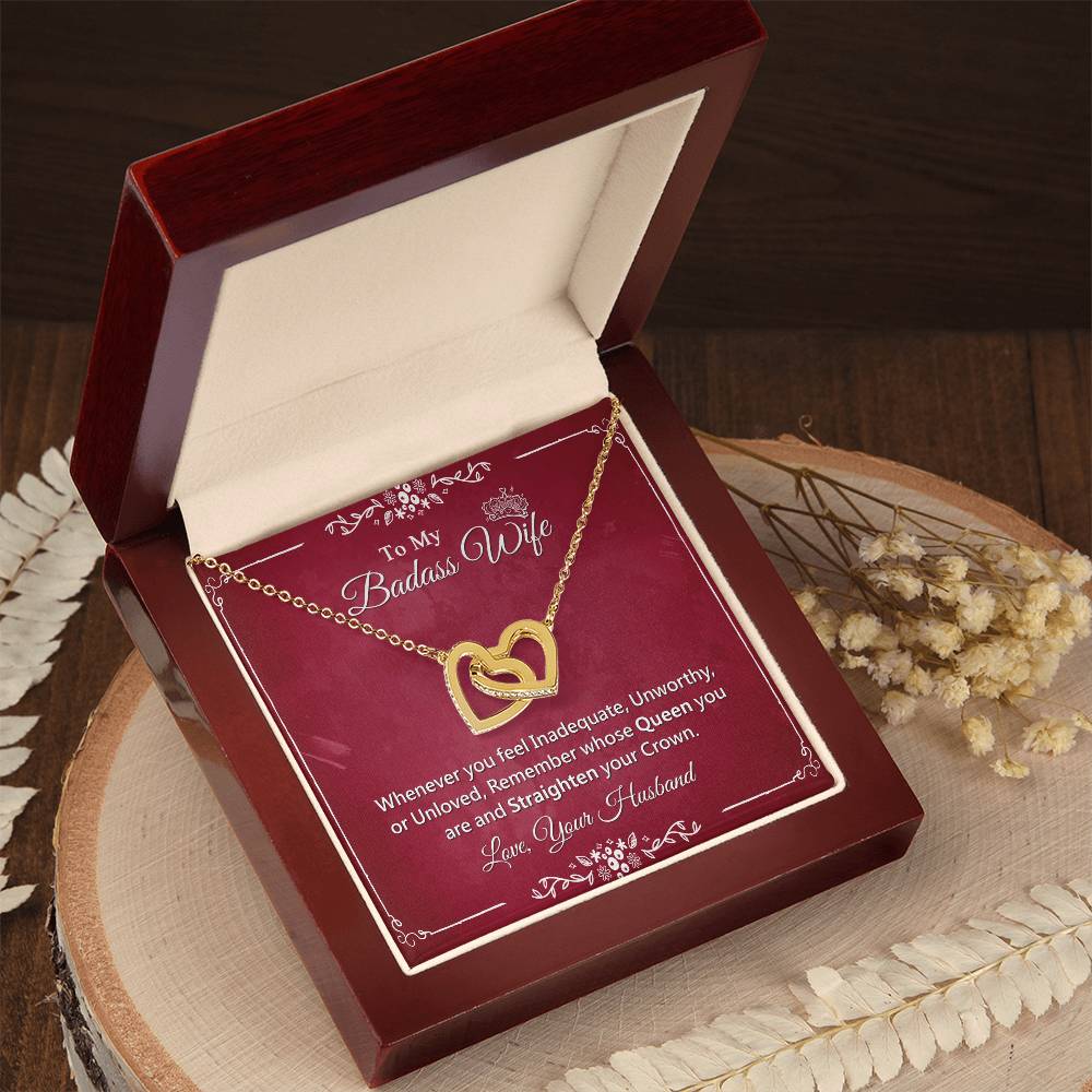 Awesome Gift For Badass Wife - Interlock Heart Necklace Interlocking Hearts Necklace