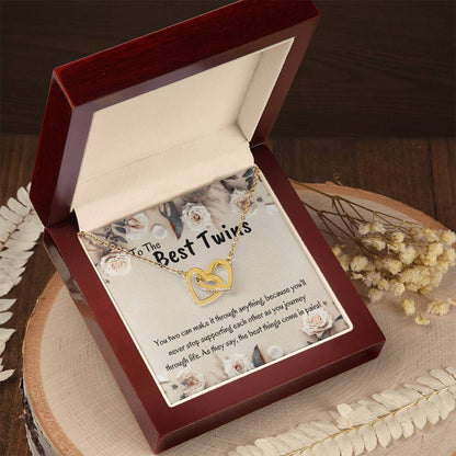 Best Twin Sister Gift Interlocking Hearts Necklace
