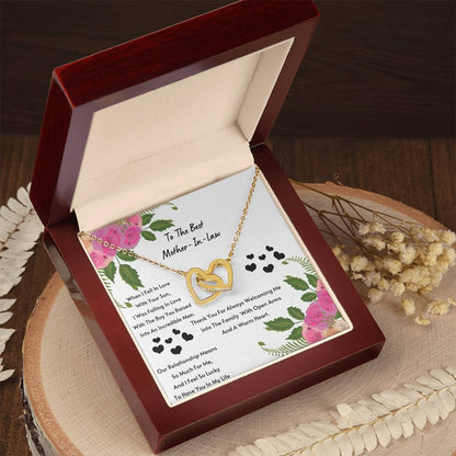 Mother In Law- I Feel So Lucky To Have You. Interlocking Hearts Necklace