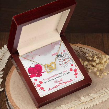 Happy Birthday Sister - Interlocking Necklace - Personalized Interlocking Hearts Necklace