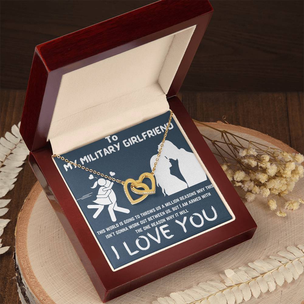 Gift For Military Girlfriend Interlocking Hearts Necklace