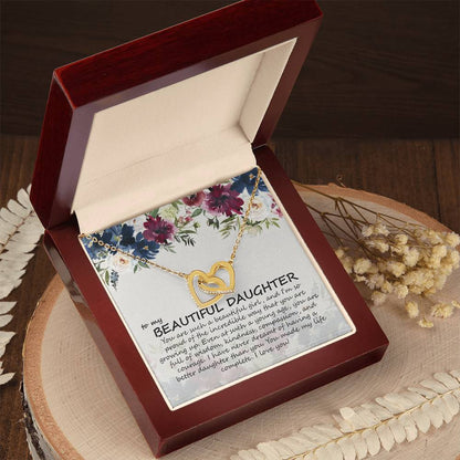 To My Daughter - Mom - Best Gift For Daughter - Heart Necklace Interlocking Hearts Necklace