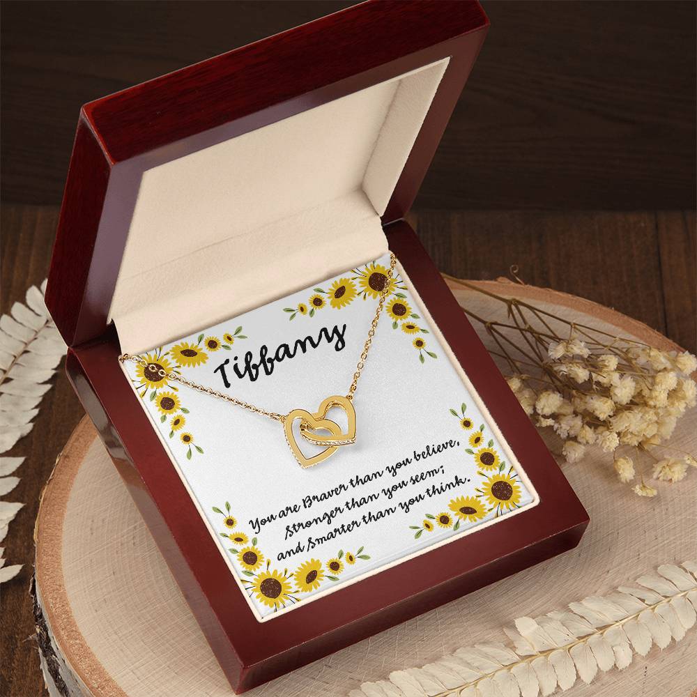You Are Braver Than You Believe Interlocking Hearts Necklace