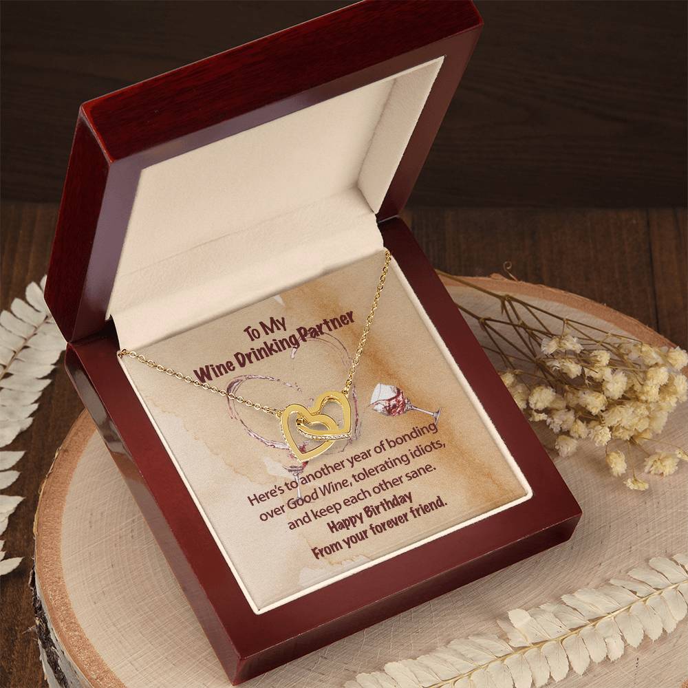 Wine Partner Necklace Interlocking Hearts Necklace