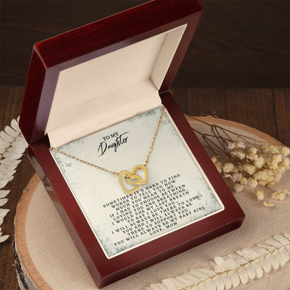 To My Daughte - Love Mom - Interlocking Heart Necklace Interlocking Hearts Necklace