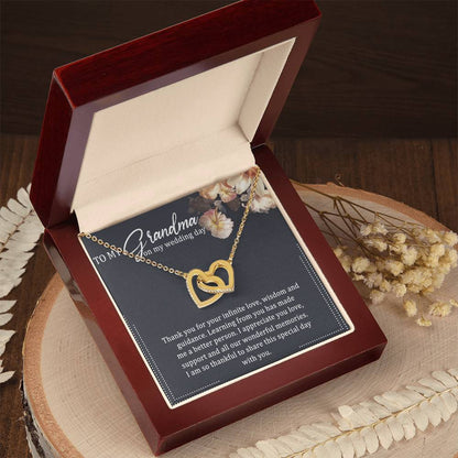 To My Grandma Interlocking Hearts Necklace Message Card