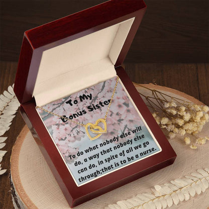 To My Nurse Sister Interlocking Hearts Necklace