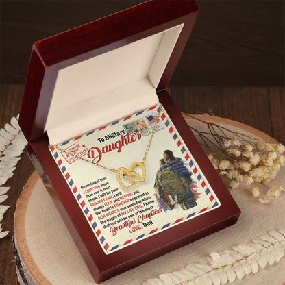 To Military Daughter - Gift For Daughter Gift For Daughter On Christmas Necklace For Daughter From Dad Interlocking Hearts Necklace