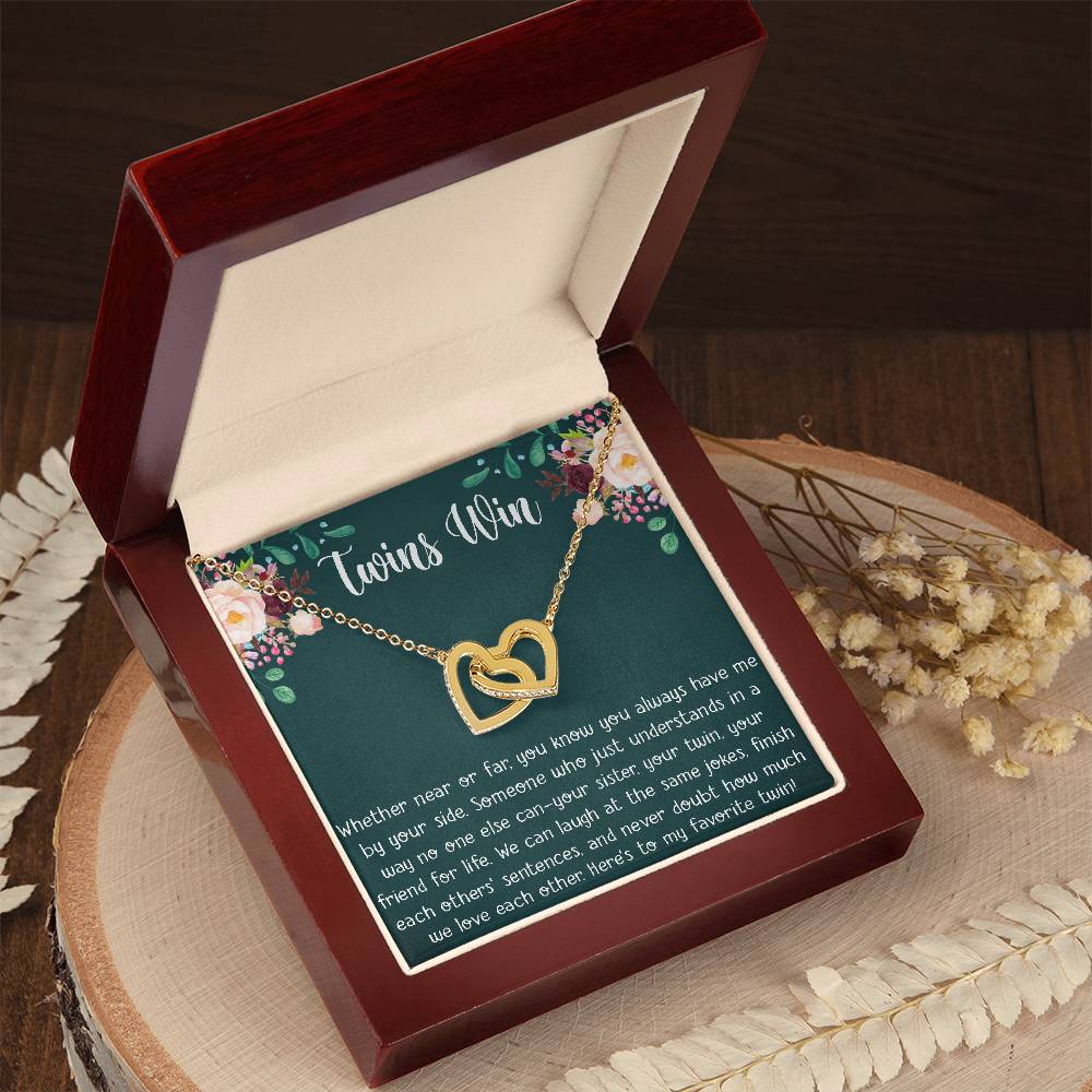 My Twin Interlocking Hearts Necklace - Perfect Gift For Your Twin Sister Twin Girl Show Your Twin Love With The Best Present