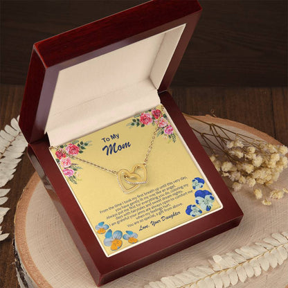 Heart Necklace With My Mom Is My Angel Card Interlocking Hearts Necklace