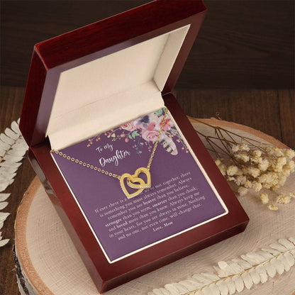To My Daughter Necklace - Purple Interlocking Hearts Necklace