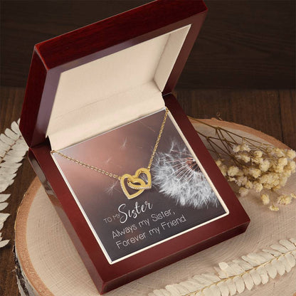 To My Sister Interlocking Hearts Necklace Birthday Message Card