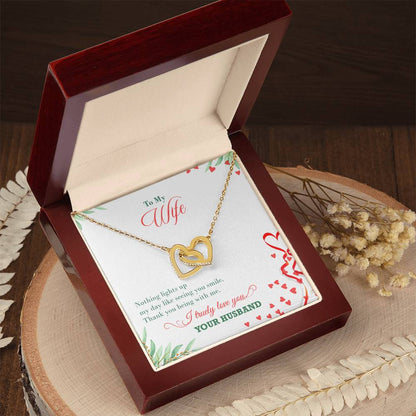 Love To My Wife - Interlocking Hearts Necklace With On Demand Message Card