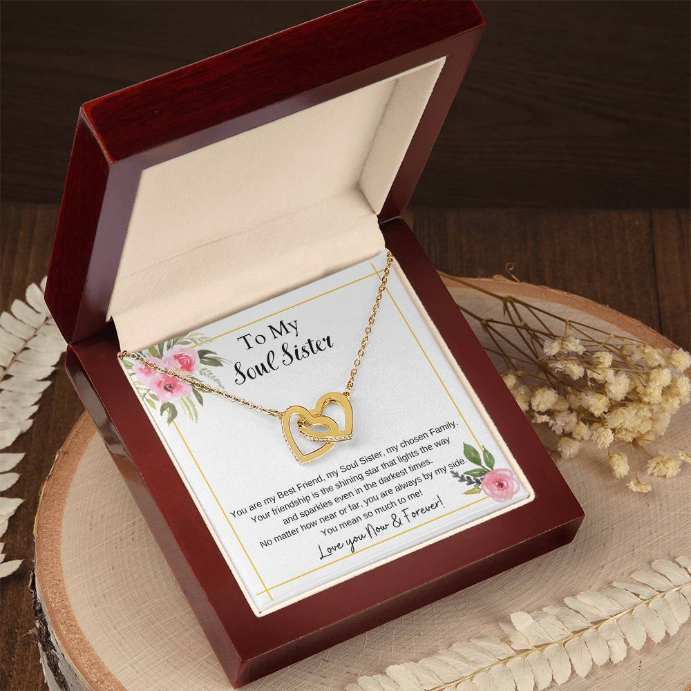 To My Soul Sister Interlocking Hearts Necklace