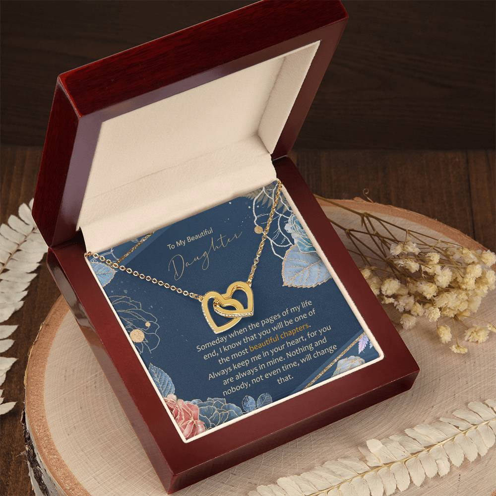 To Daughter - Most Beautiful Chapters In My Life Interlocking Hearts Interlocking Hearts Necklace