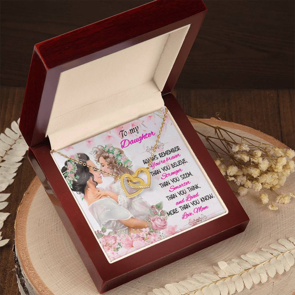 Mother Daughter Necklace Interlocking Hearts Necklace For Daughter To My Daughter Message Card Necklace