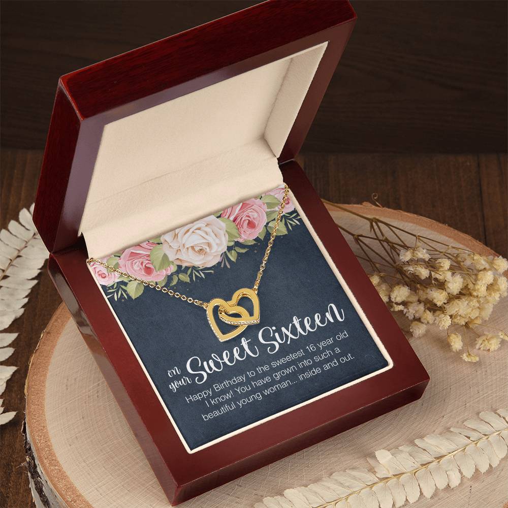 Sweet Sixteen Necklace Sweet 16 Birthday Gift Interlocking Heart Necklace Gift For 16Th Birthday Sweet 16 Gifts Interlocking Hearts Necklace