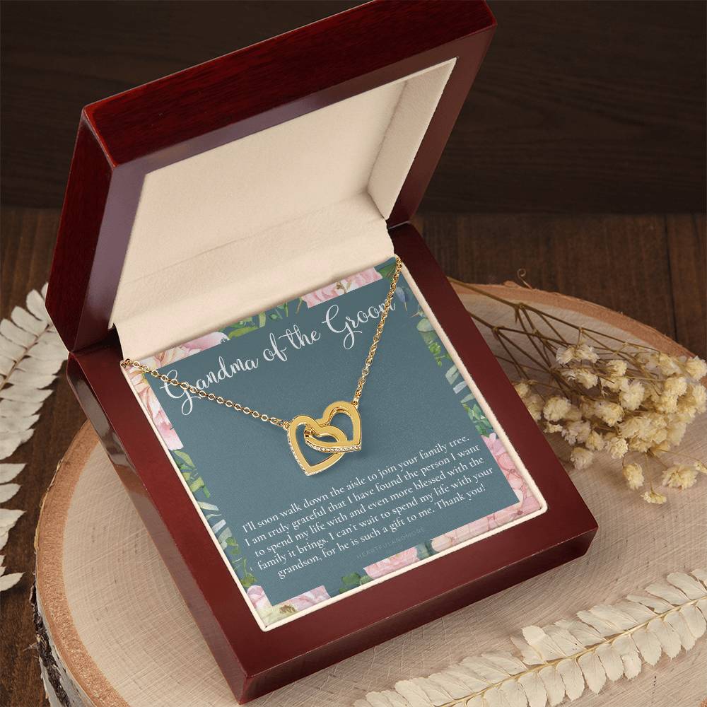 Grandmother Of The Groom Gift Necklace Grandma Wedding Gift Nana Bridal Shower Rehearsal Dinner Thank You Gift Interlocking Hearts Necklace