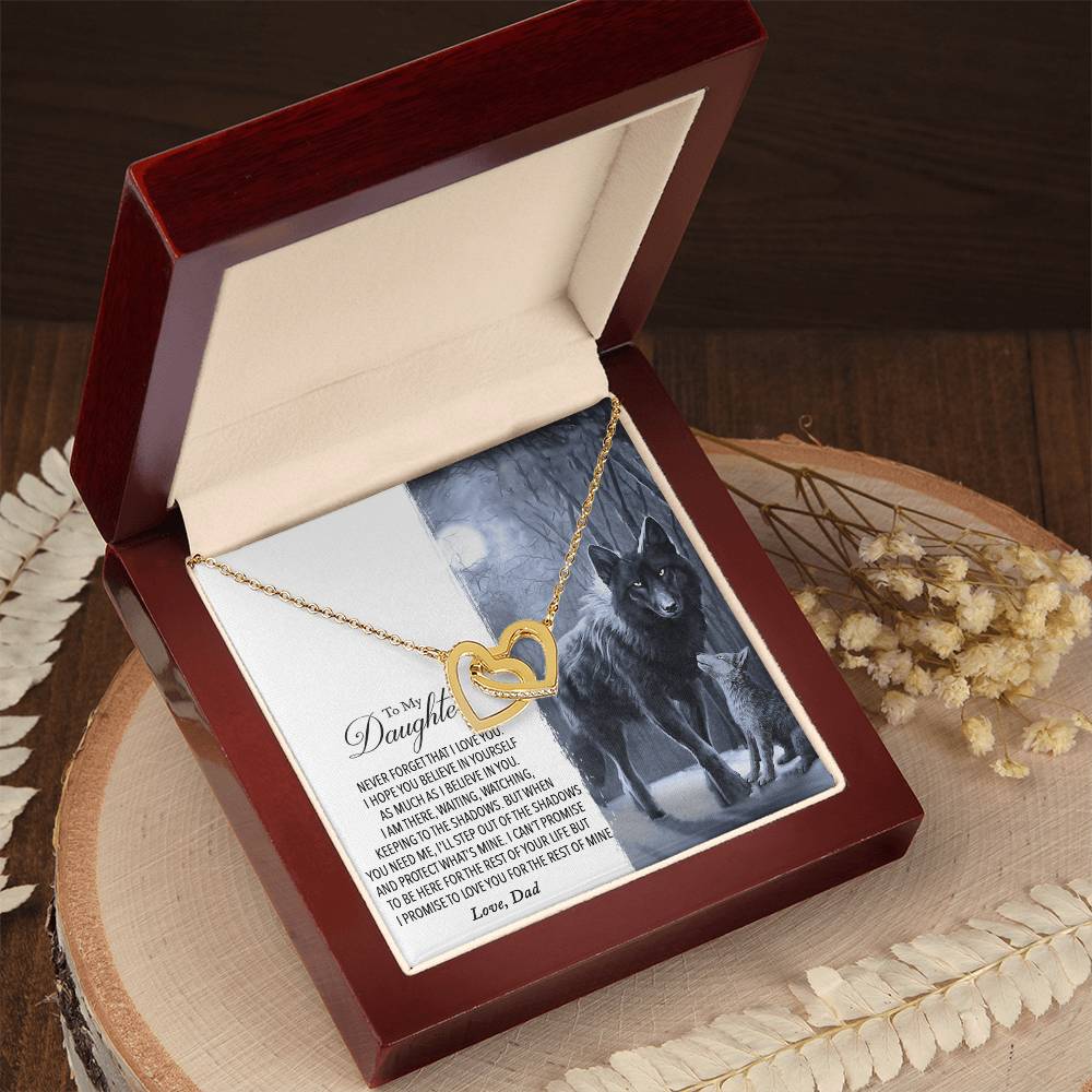 To My Daughter - Never Forget That I Love You Interlocking Hearts Necklace