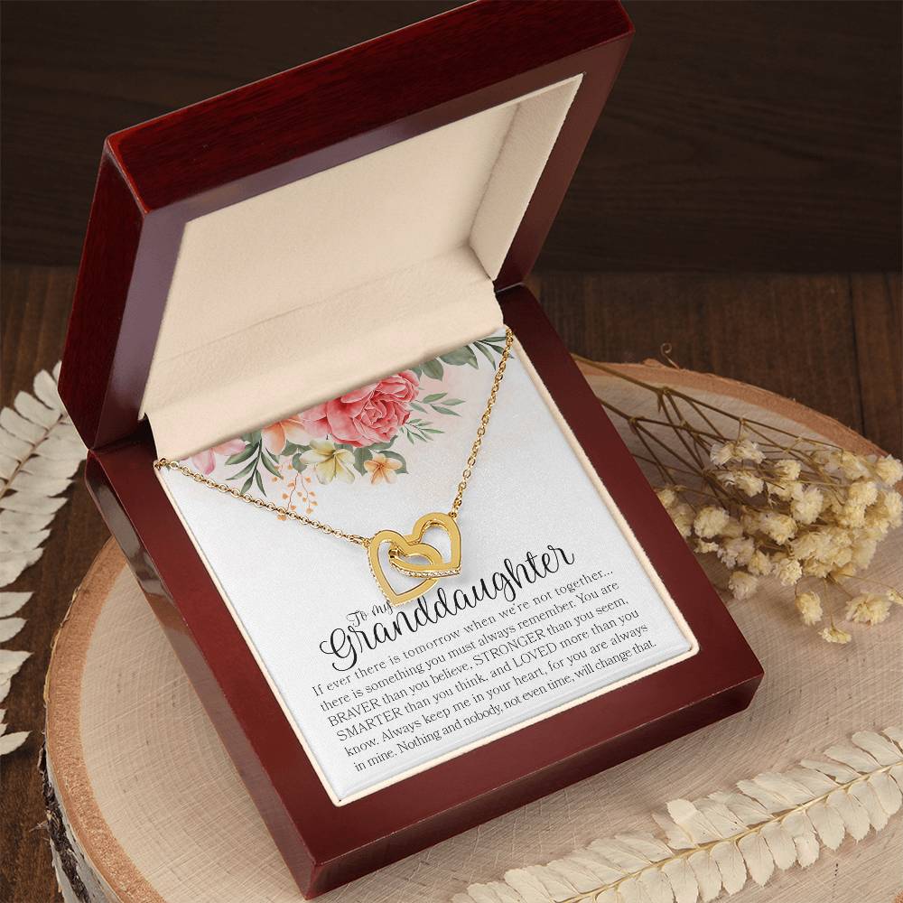 Gift For Granddaughter - To My Beautiful Granddaughter - Double Hearts Necklace - I Love You Interlocking Hearts Necklace
