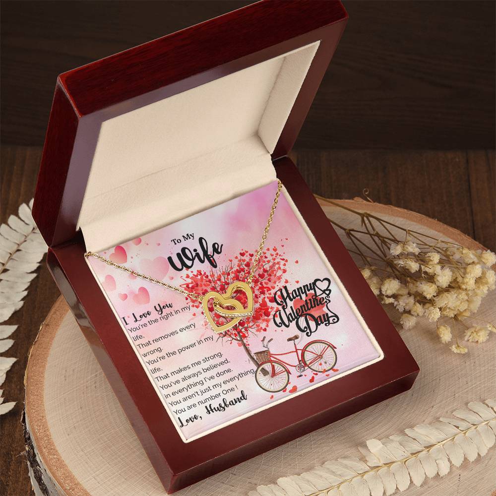 To My Wife - You Are Number One - Necklace Interlocking Hearts Necklace