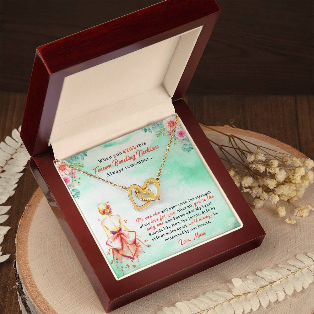 To My Daughter - Unique Heart Bonding Necklace Gift Set Interlocking Hearts Necklace