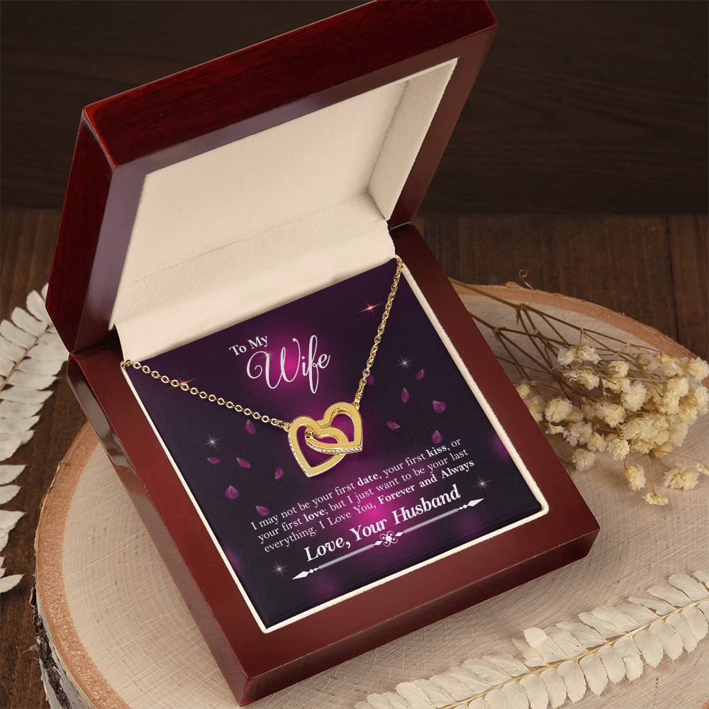 To My Wife Interlocking Hearts Necklace - Gift For Wife