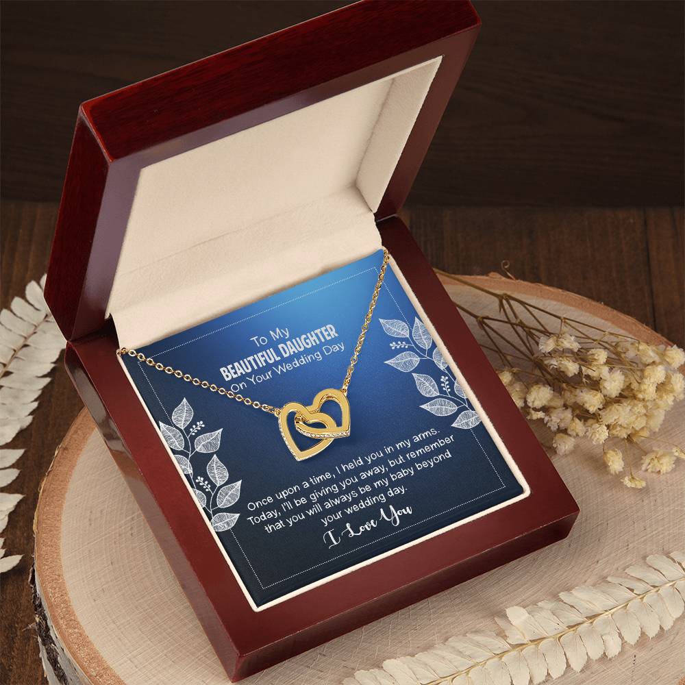 To My Beautiful Daughter - Always Be My Baby Interlocking Hearts Necklace