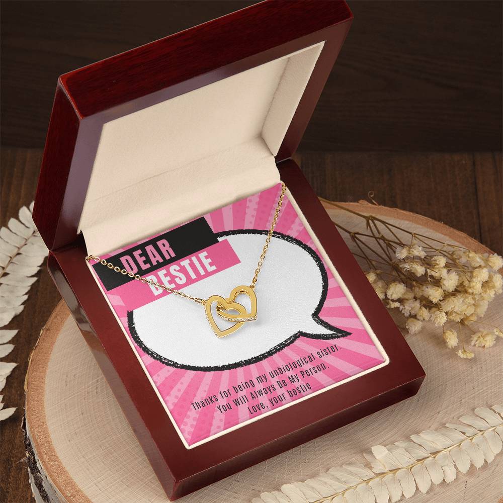 Dear Bestie Heart Necklace Interlocked Interlocking Hearts Necklace