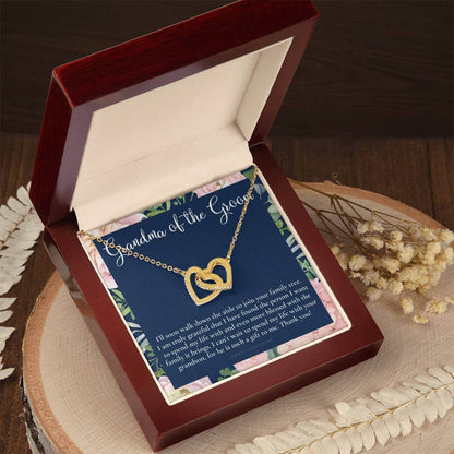 Grandmother Of The Groom Gift Necklace Grandma Wedding Gift Nana Bridal Shower Rehearsal Dinner Thank You Gift Interlocking Hearts Necklace