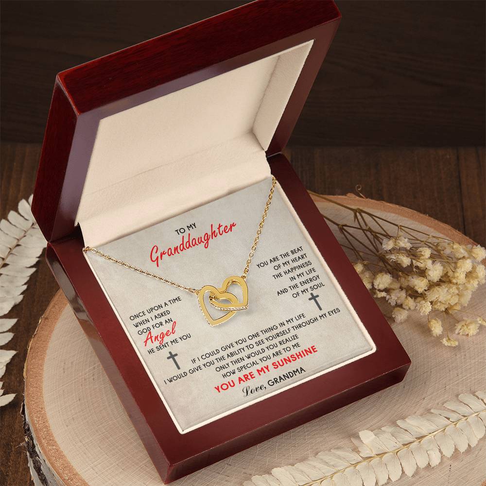 To My Granddaughter Interlocking Heart Necklace Interlocking Hearts Necklace