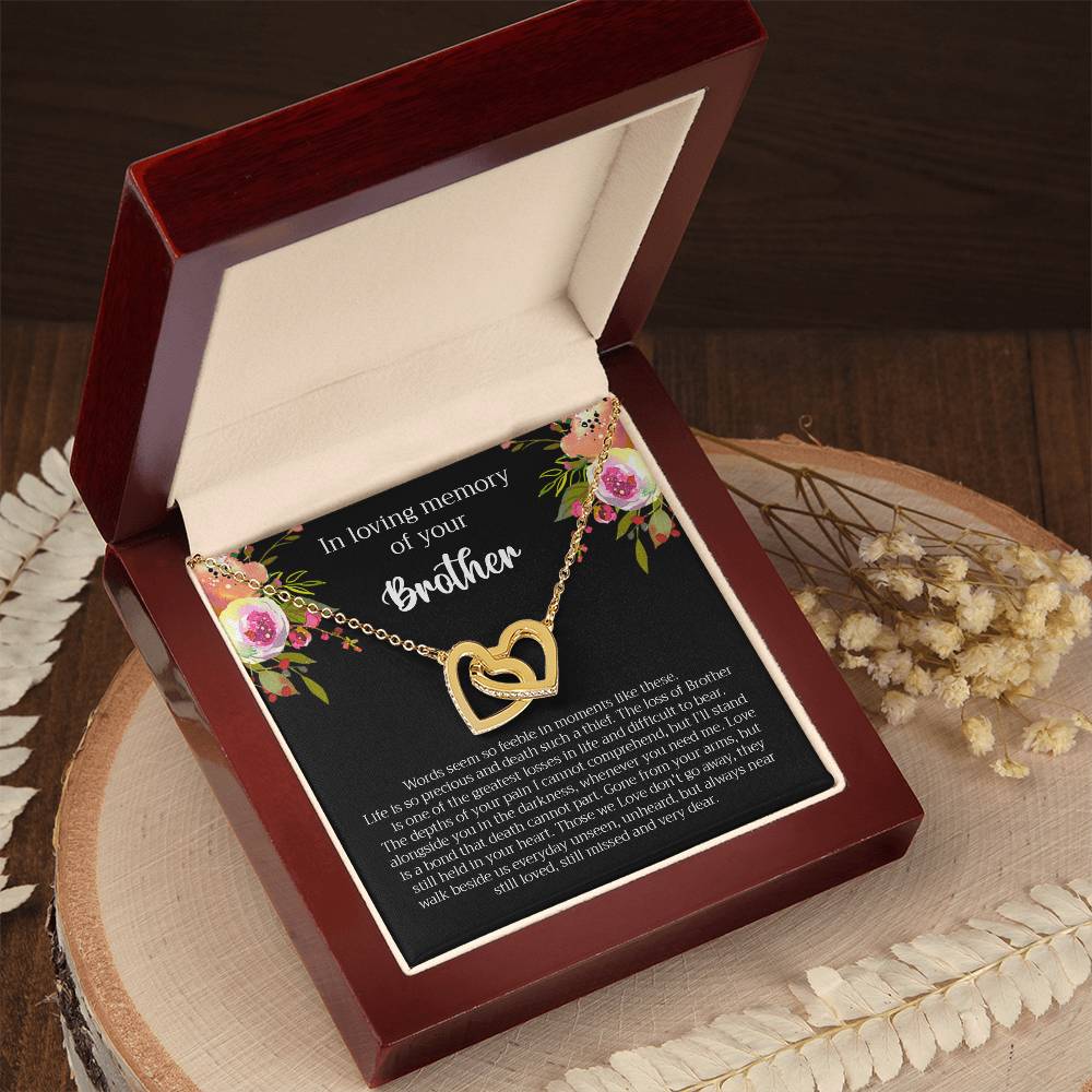 Loving Memory Brother Interlocking Hearts Necklace