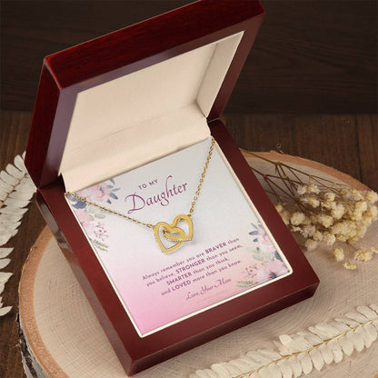 To My Daughter Always Remember Gift For Daughter From Mom Daughter Birthday Graduation Christmas Present Interlocking Hearts Necklace