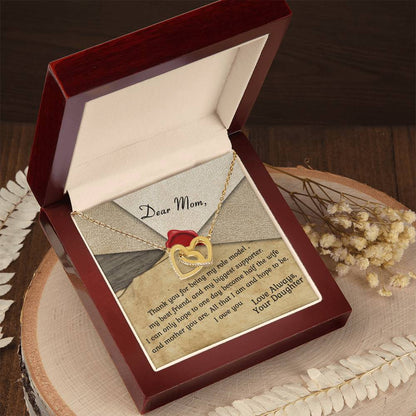 Mom Is My Role Model Interlocking Hearts Necklace