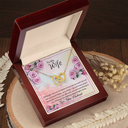 Two Hearts Beat As One Message Card Necklace Interlocking Hearts Necklace