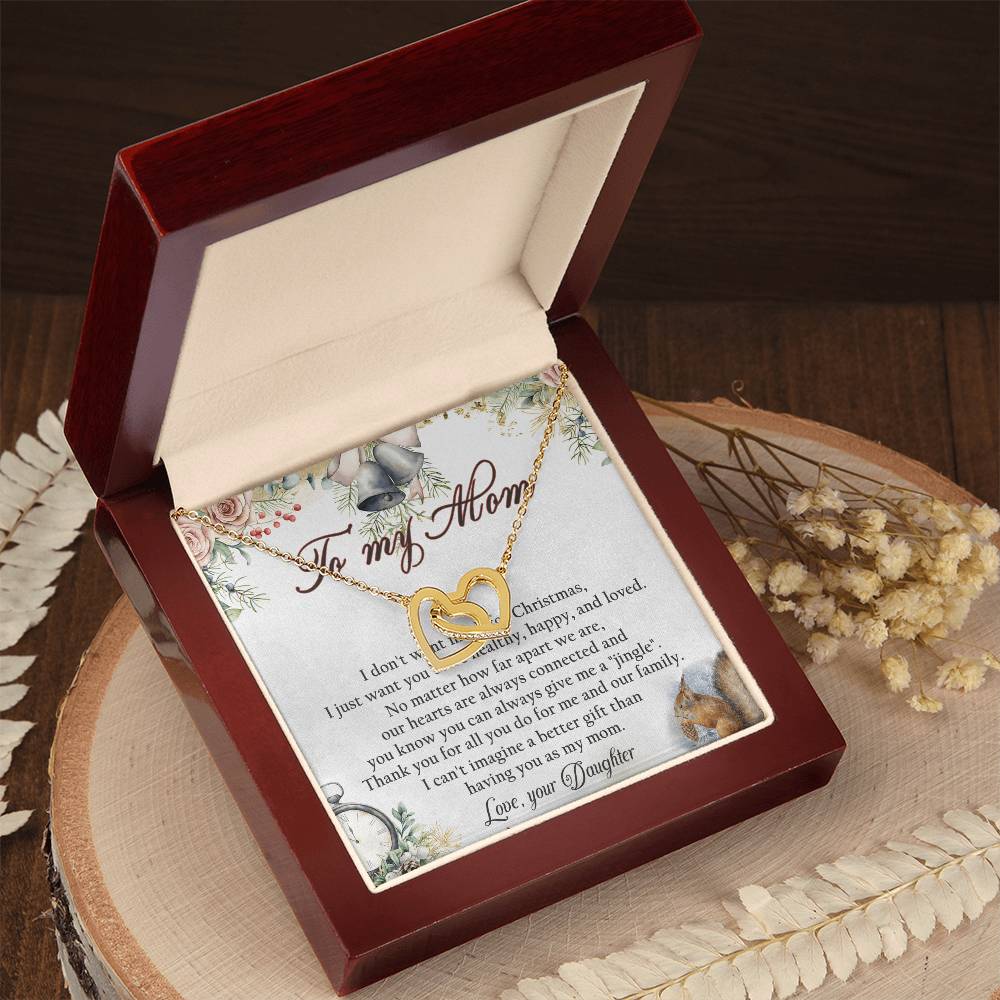 To My Mom Interlocking Hearts Necklace Message Card