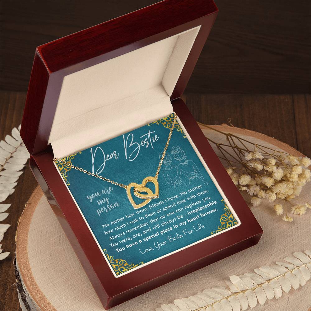 Dear Bestie - You Are My Person Interlocking Hearts Necklace