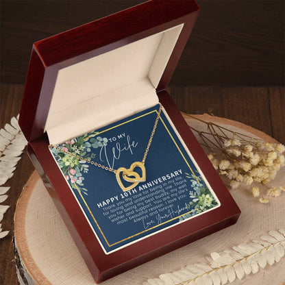 10 Year Anniversary Gift For Wife 10 Year Anniversary Gifts 10Th Wedding Anniversary Gift For Her Interlocking Hearts Necklace
