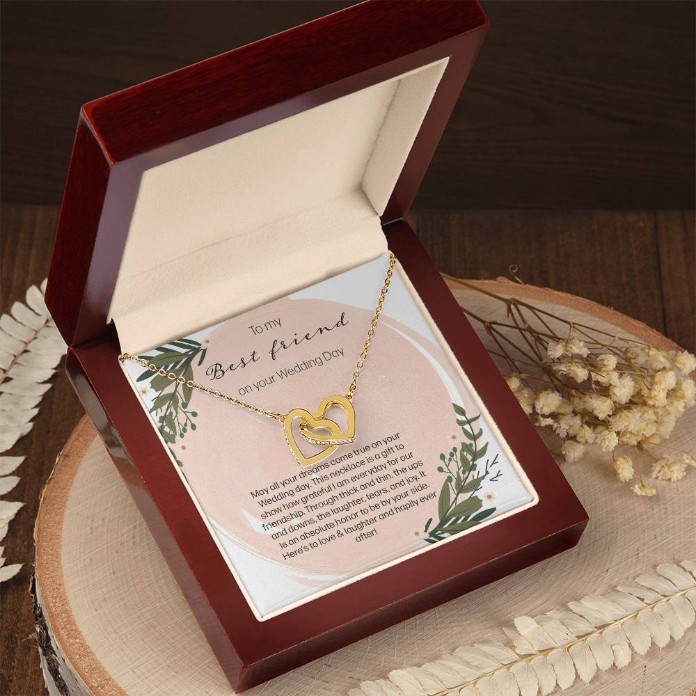 To My Bestfriend On Her Wedding Day - Leaf Interlocking Hearts Necklace