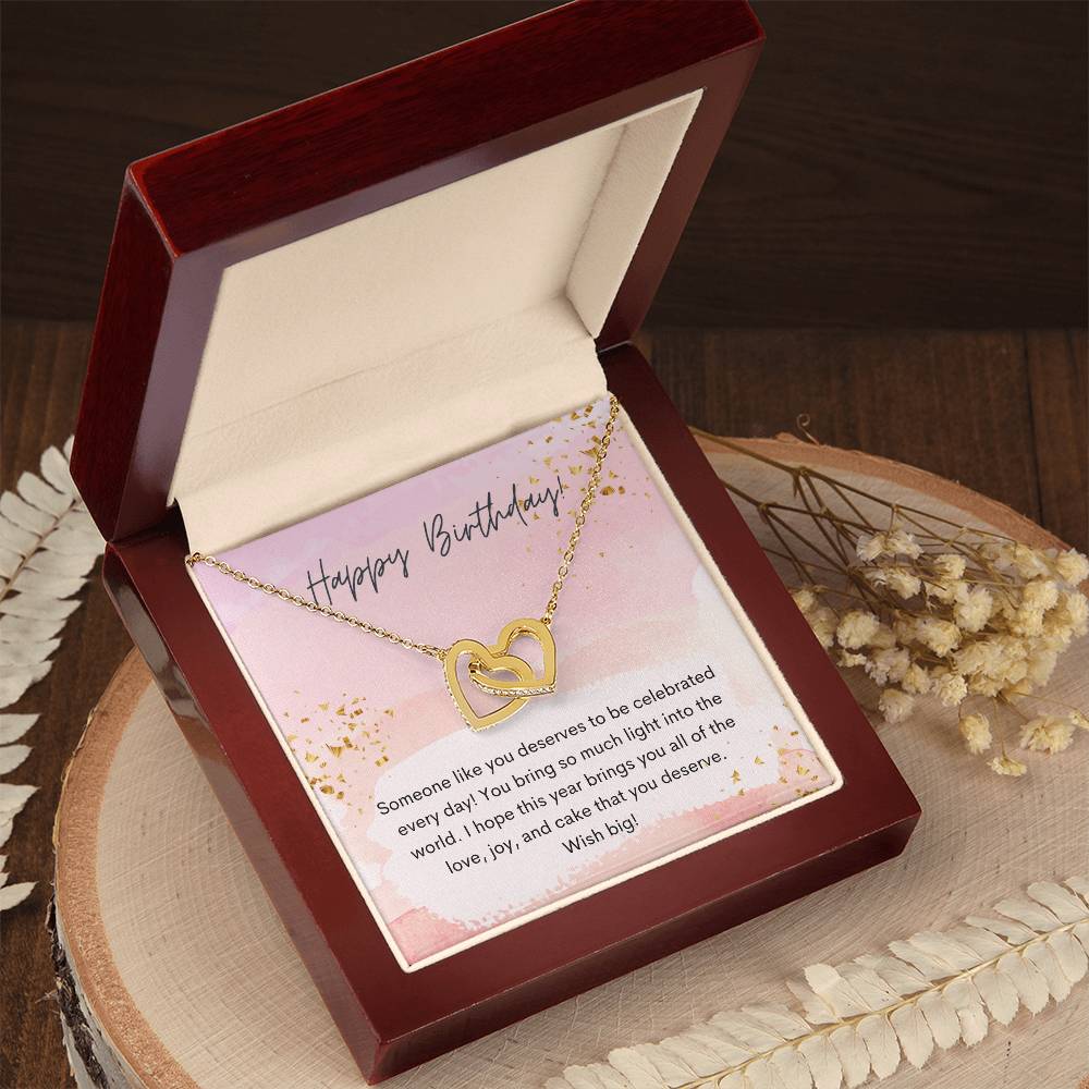 Happy Birthday Interlocking Hearts Necklace Pink Swatches