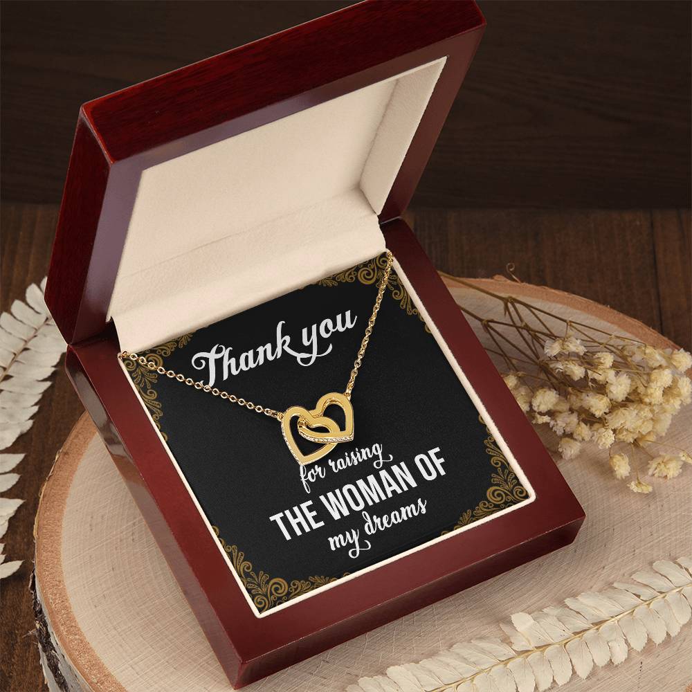 Thank You For Raising The Woman Of My Dreams Interlocking Hearts Necklace