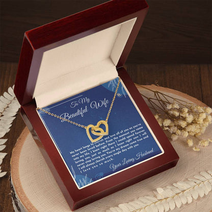 Gift For Wife My Heart Longs To Cherish And Love Interlocking Hearts Necklace