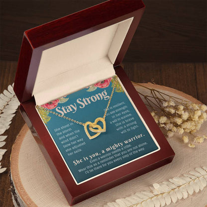 Stay Strong Recovery Gift Necklace Interlocking Hearts Necklace
