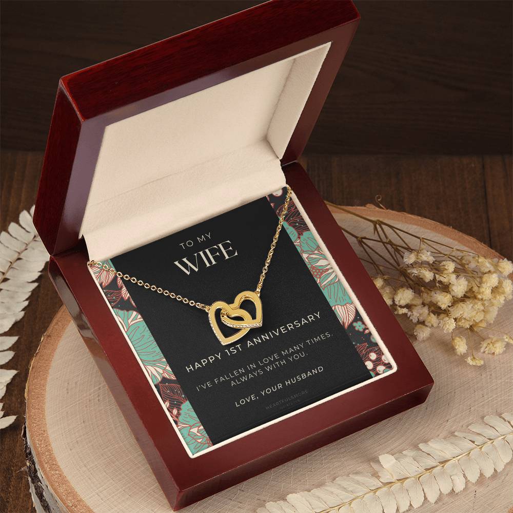 1 Year Anniversary Gift For Wife 1 Year Anniversary Gifts 1 Year Wedding Anniversary Gift Ideas 1St Wedding Anniversary Gift For Her Interlocking Hearts Necklace