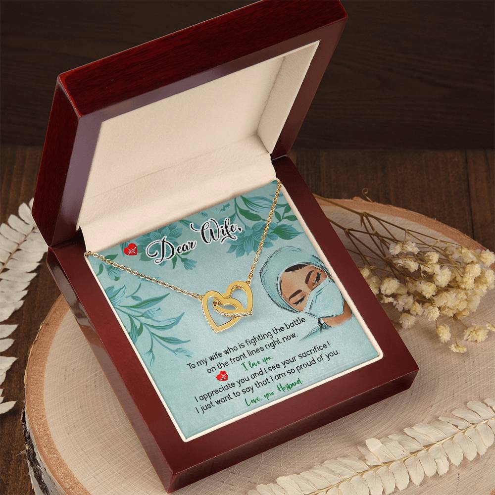Amazing Front Line Wife Interlocking Hearts Necklace