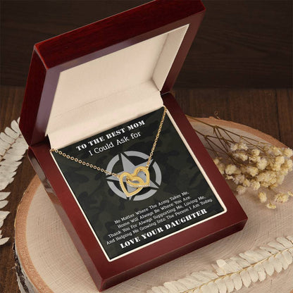 The Best Army Mom - Interlocked Necklace From Daughter Interlocking Hearts Necklace