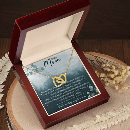 Dear Mom Interlocking Hearts Necklace Message Card