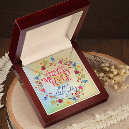 Interlocking Hearts Necklace With Message Card - Mommy To Be - Gift For Mom