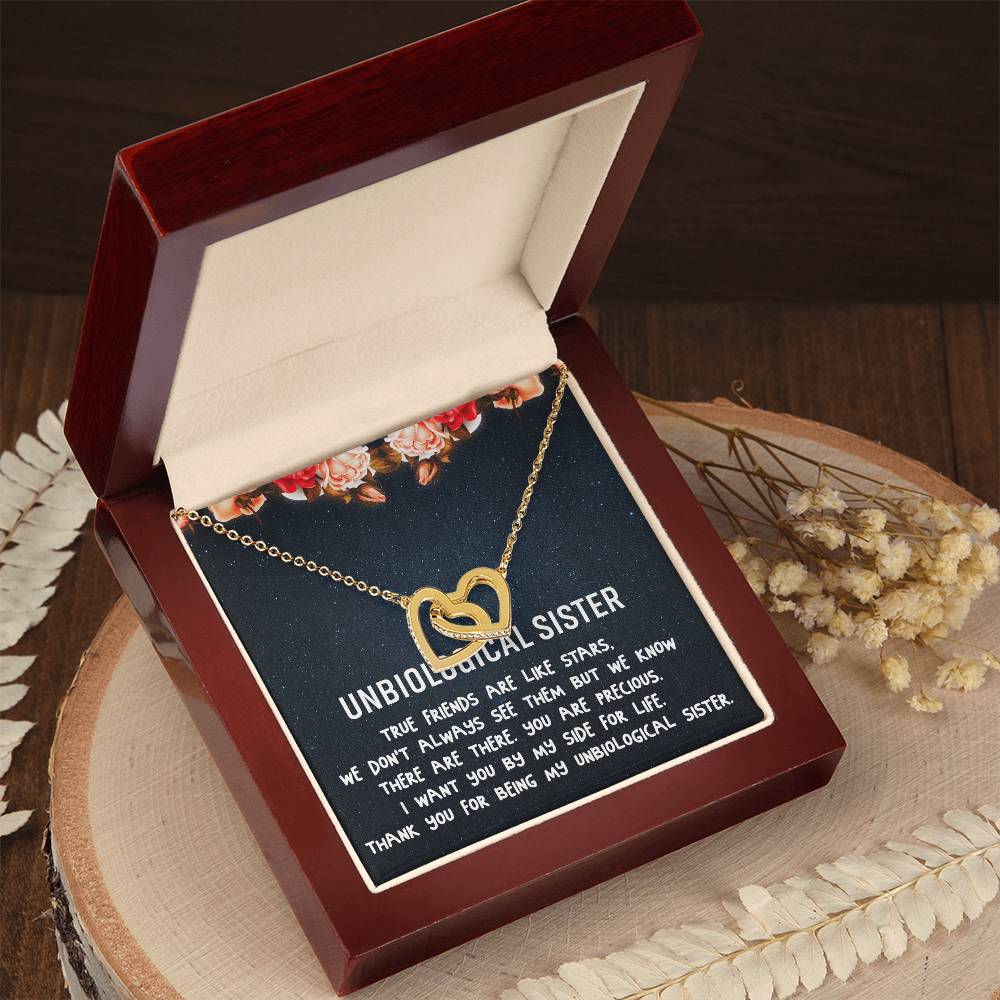Unbiological Sister Necklace Soul Sister Best Friend Gift Step Sister Gift Interlocking Hearts Necklace