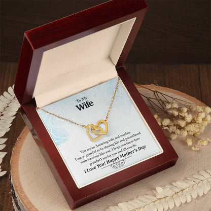 To My Wife Your An Amazing Wife And Mother Never-Ending Love Necklace Interlocking Hearts Necklace